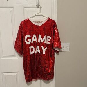 Main Strip Red Sequin 'Game Day' Tee